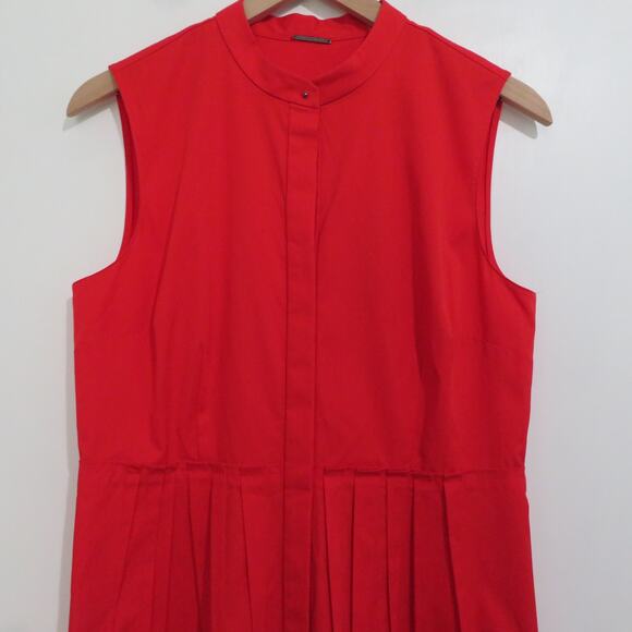 Elie Tahari Womens Sz 10 Glossy Red Samiyah Dress Pleated Red Dress Lace Hem - Picture 3 of 10